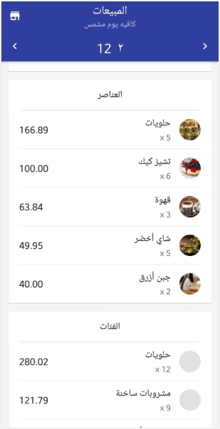 الأصناف المباعة