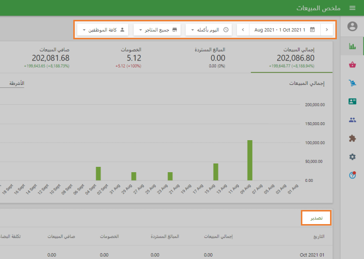 إعدادات التقرير