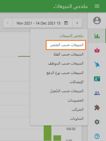 المبيعات حسب العنصر