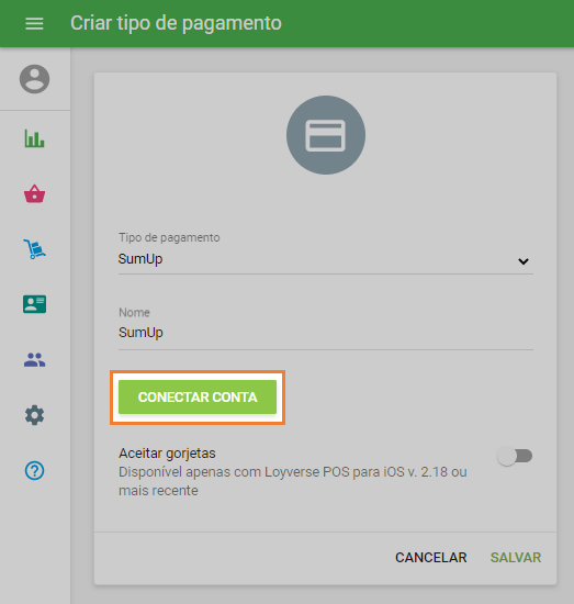 botão 'Conectar conta'