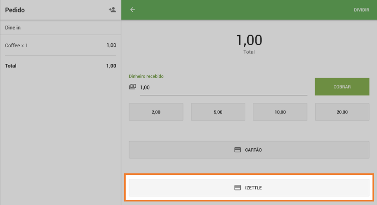 botão 'iZettle'