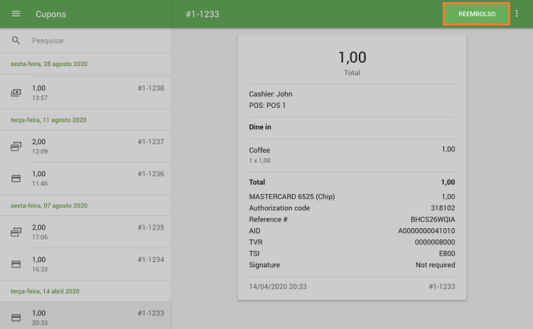 clique em 'Reembolso'