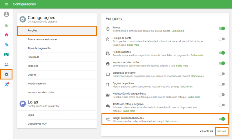 Configurações de Back Office