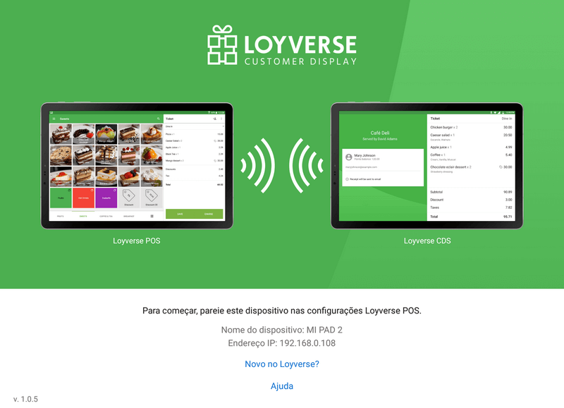 Tela de boas-vindas do Loyverse CDS