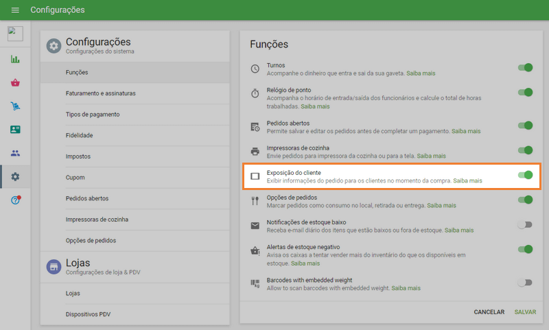 Ativar 'Usar telas do cliente'