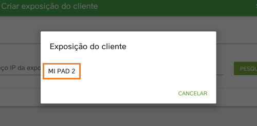 lista de dispositivos encontrados