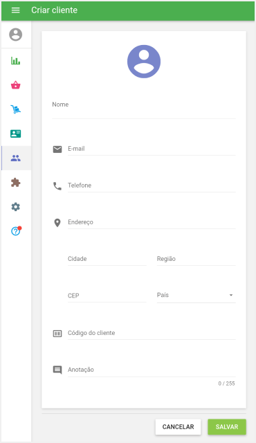 formulário 'Adicionar cliente'