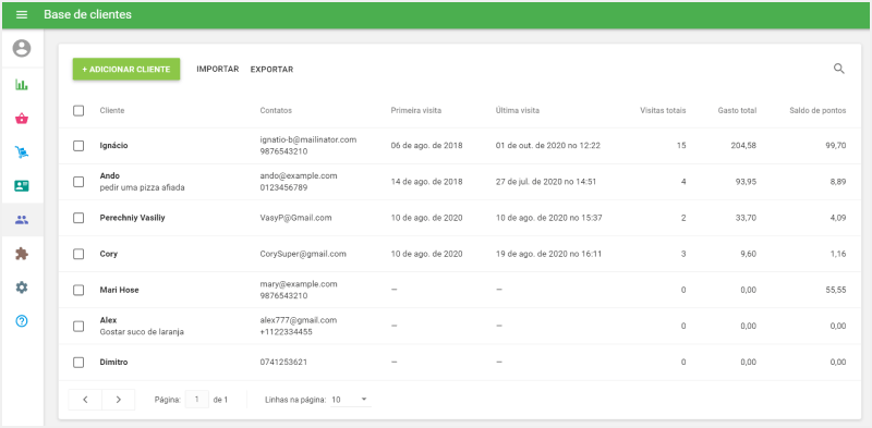 cliente escolhido da base