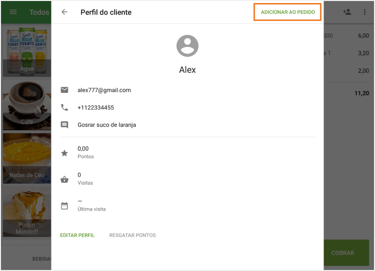 botão 'Adicionar ao pedido'