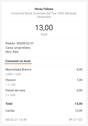 opção de refeição no recibo eletrônico