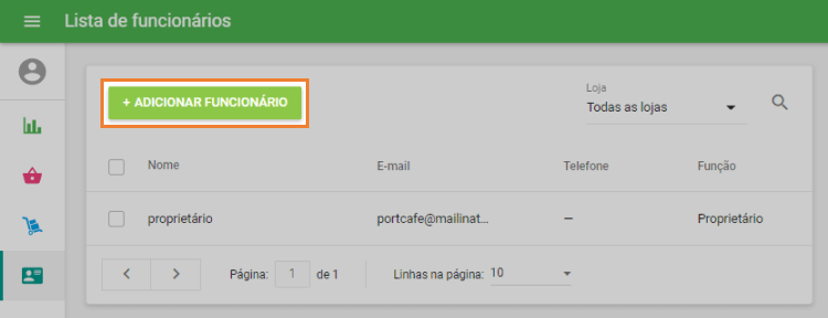 botão 'Adicionar empregado'