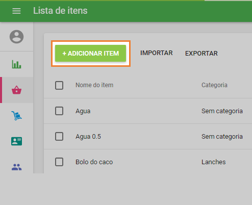 botão 'Adicionar Item'