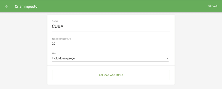 Configurações fiscais