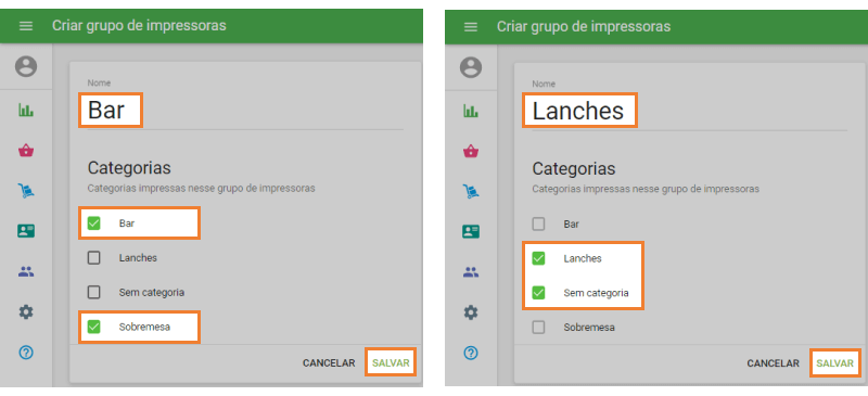Crie grupos de impressoras