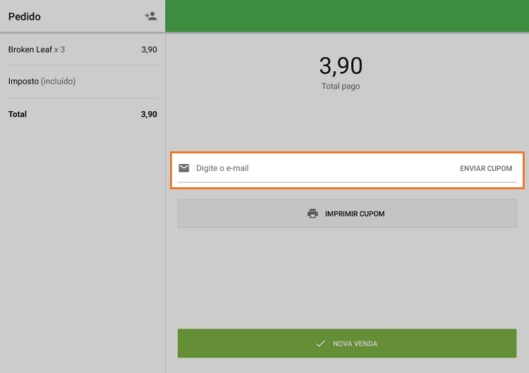 campo 'Digite o e-mail'