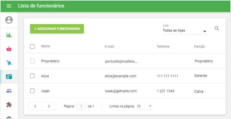 Selecione o funcionário