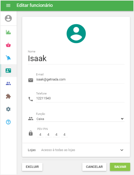 PIN do funcionário atual