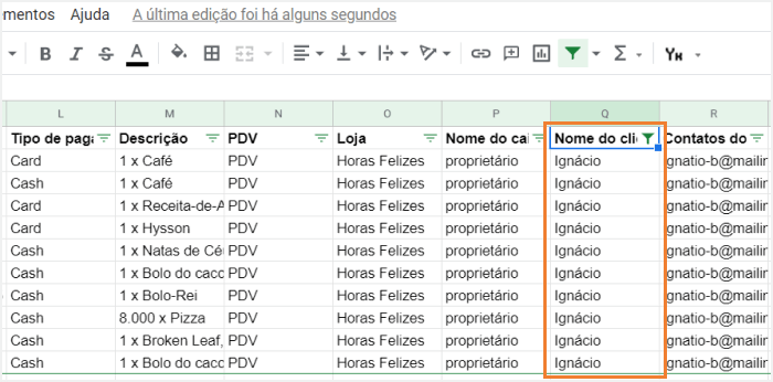 filtrar ou classificar suas vendas