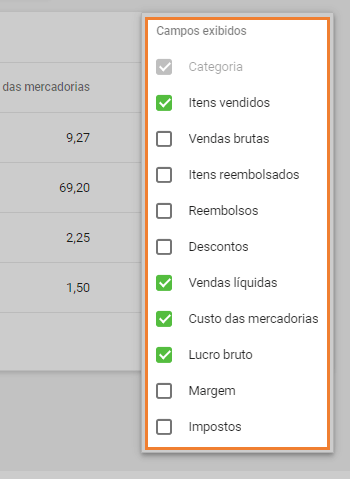 selecione as colunas desejadas