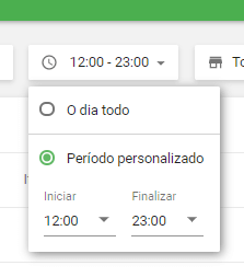 Período de tempo durante cada dia