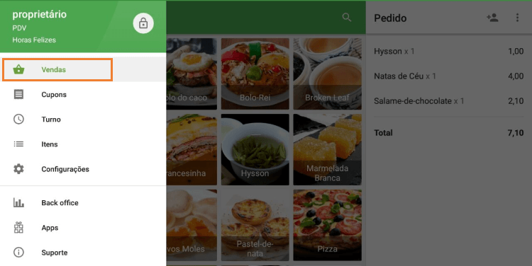 você tem que ir para 'Vendas'