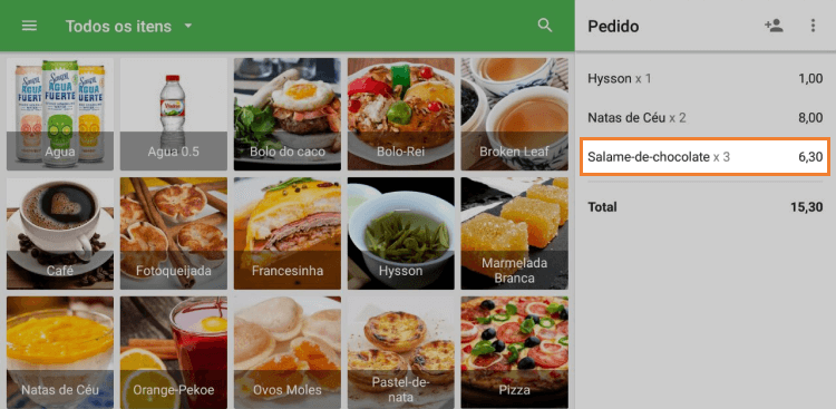 item aparecerá na sua lista de bilhete