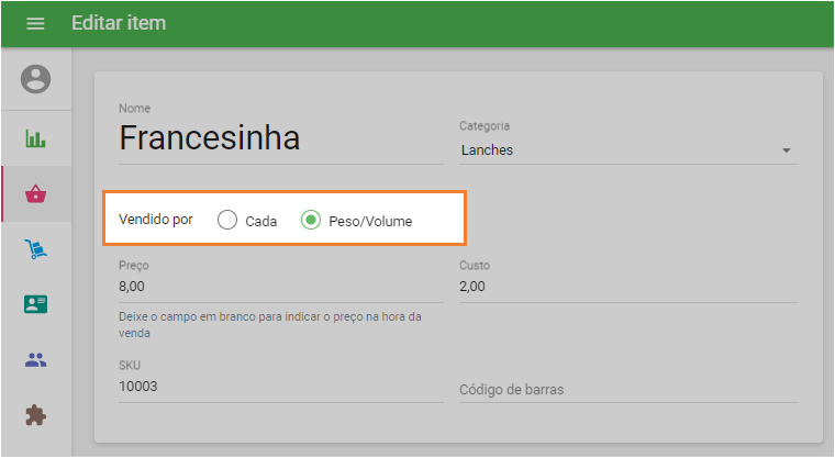 mude a opção do Back Office