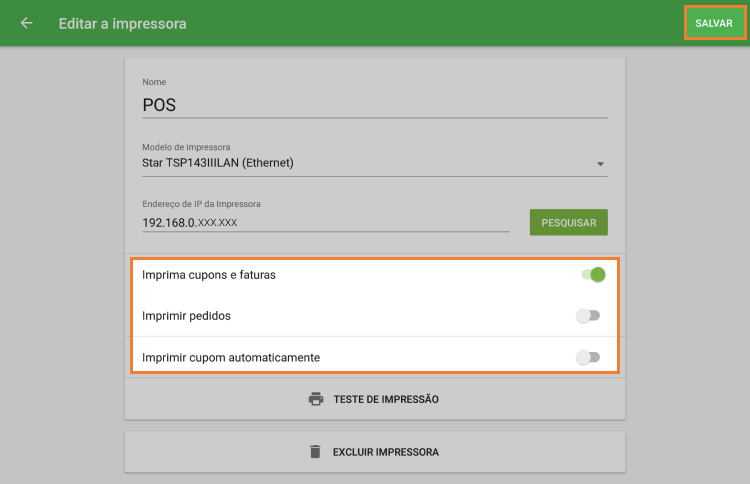 Configurações para sua impressora