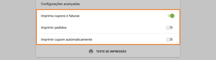 Configurações para impressora