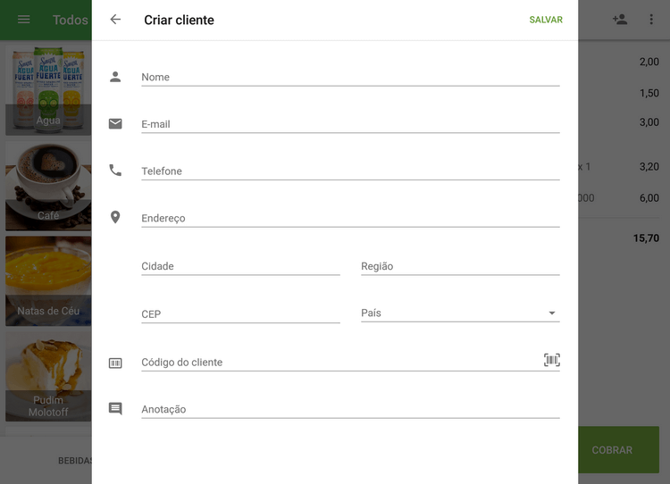 formulário 'Criar cliente'