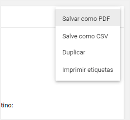 operações disponíveis