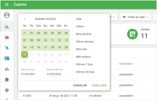 Selecione o período