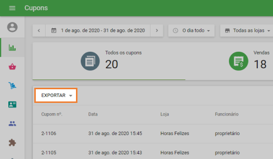 Clique no botão 'Exportar'