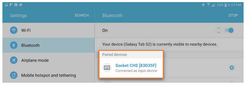 '未配對'狀態將更改為'已連接'或'已配對'