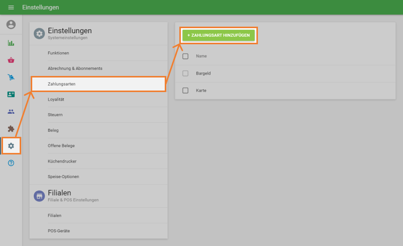 Schaltfläche 'Zahlungsart hinzufügen'