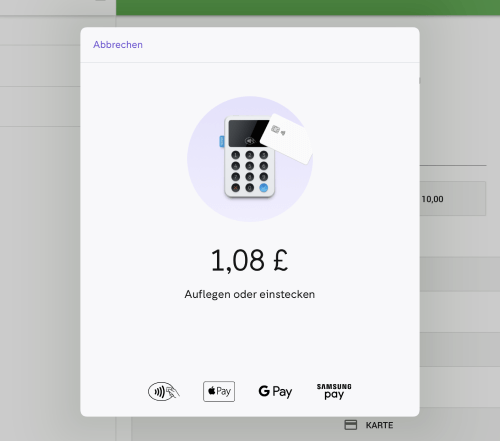 Einlegen/Wischen der Karte