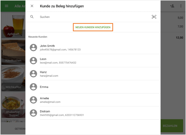 Neuen Kunden hinzufügen
