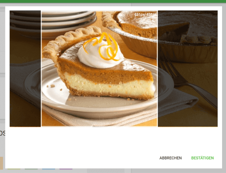 Bildes auf ein Quadrat