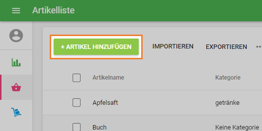 Schaltfläche 'Artikel hinzufügen'