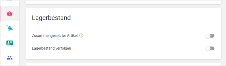 'Zusammengesetzter Artikel' und 'Lagerbestand verfolgen'