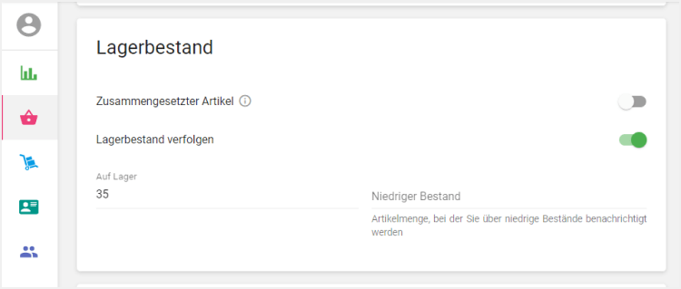 Aktivieren von 'Lagerbestand verfolgen'