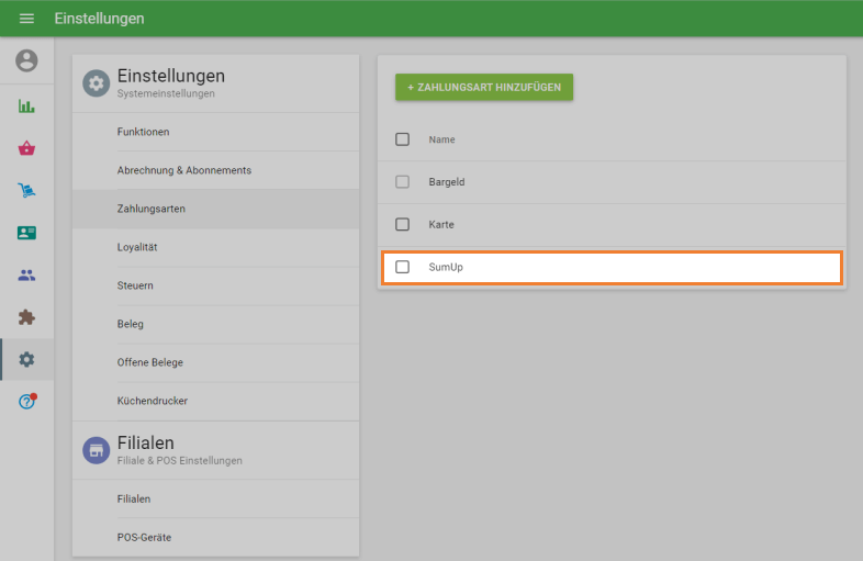 gewünschte Kartenzahlungsart