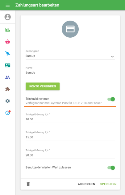 Option 'Benutzerdefinierten Wert zulassen'