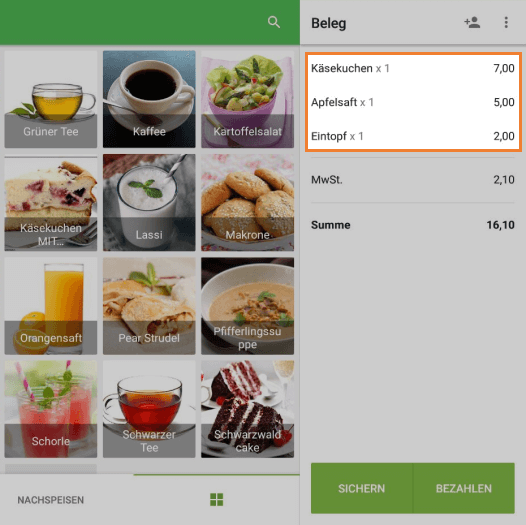 erstellen Sie zuerst den Beleg