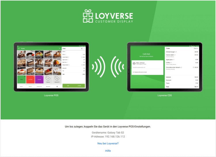 Loyverse CDS Willkommensbildschirm