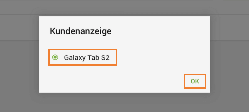 Wählen Sie die Kundenanzeige aus der Liste
