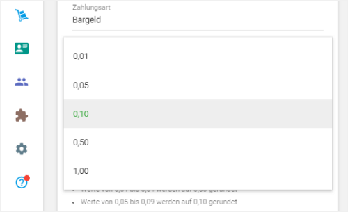 das Rundungsintervall aus der Dropdown-Liste auswählen