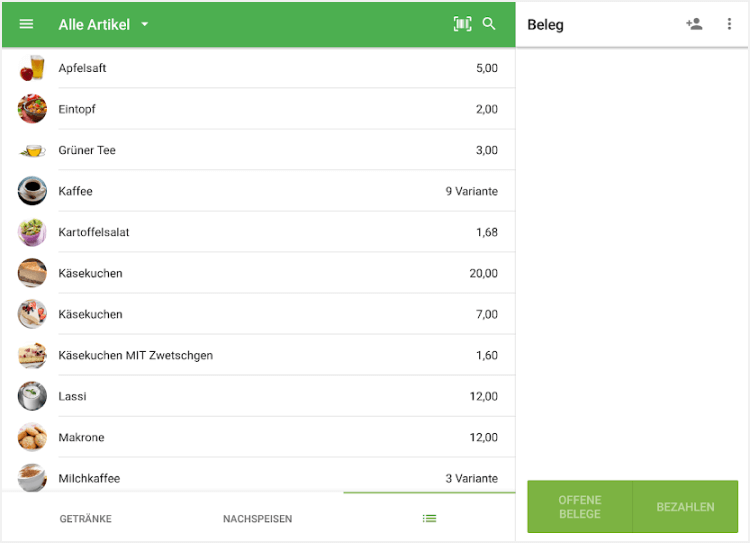alle Artikel in einer Spalte aufgelistet