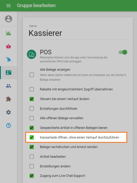Kassenschublade öffnen, ohne einen Verkauf durchzuführen