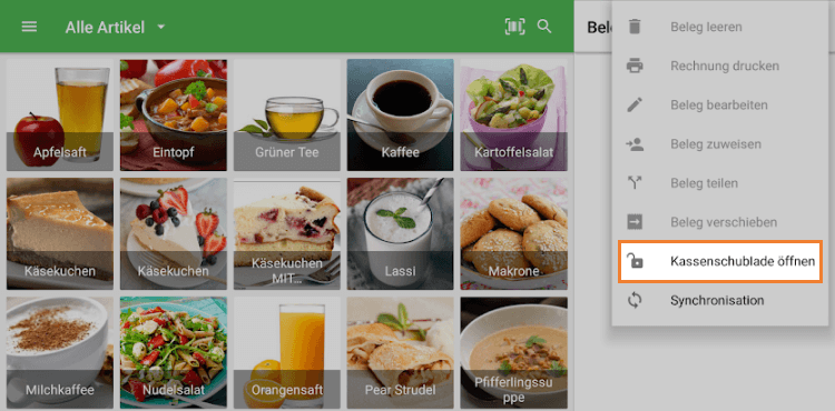 Schaltfläche 'Kassenschublade öffnen'